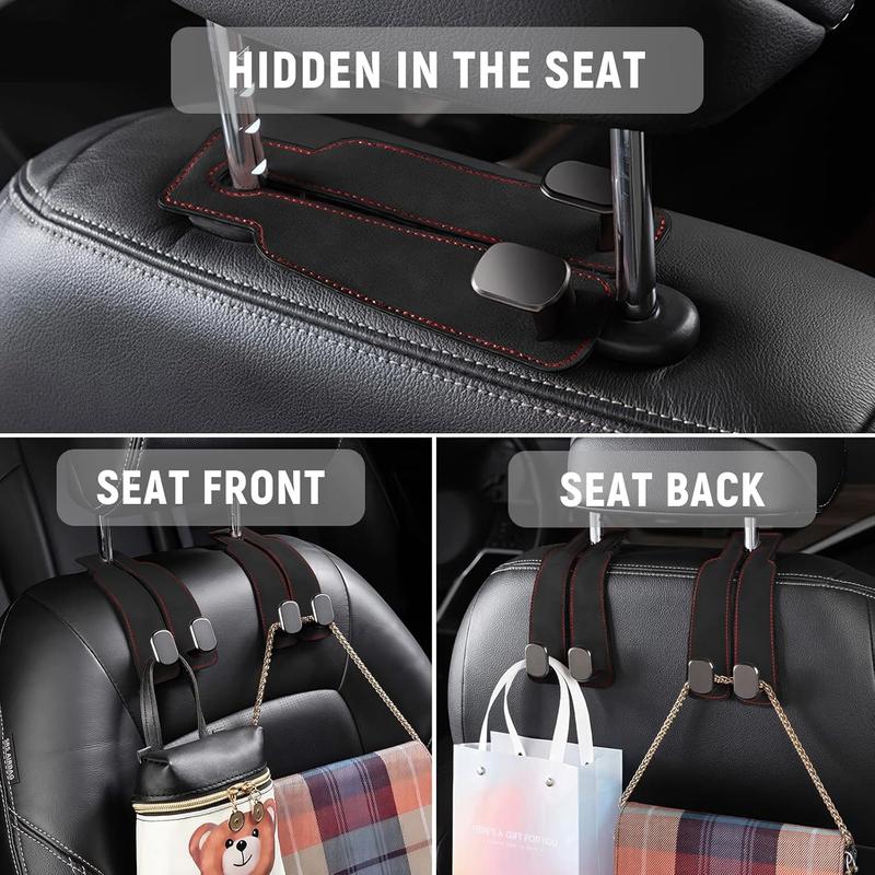 Hooks hidden flush in the headrest