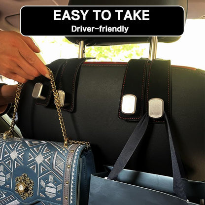Car Seat Back Storage Hook, Car Seat Headrest Hook,Car Hooks for Purses and Bags, Purse Holder for Car, Leather Car Seat Back Storage Hook Double Hook Car Seat Hangers Organization Accessories