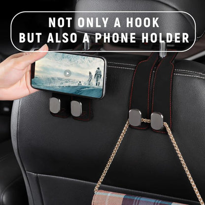 Car Seat Back Storage Hook, Car Seat Headrest Hook,Car Hooks for Purses and Bags, Purse Holder for Car, Leather Car Seat Back Storage Hook Double Hook Car Seat Hangers Organization Accessories